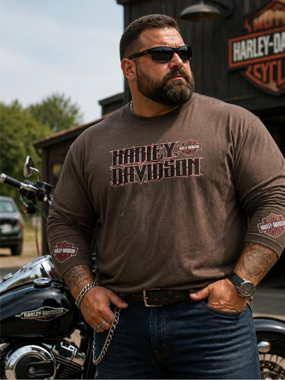 Authentic Harley-Davidson Unisex Grey Long Sleeve Dallas, TX Logo Plus 3XL Shirt
